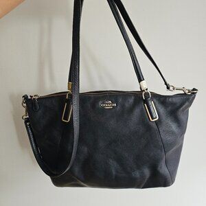 Coach F34494 Kelsey Shoulder Satchel Bag Pebbled Leather Navy Blue Purse READ